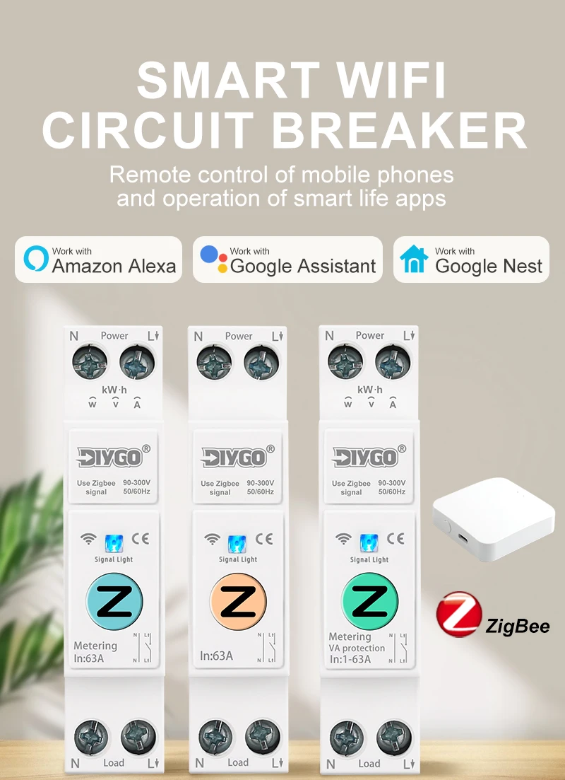 DIY GO TUYA Smartlife MCB Zigbee WIFI Smart Switch 1P+N Leistungsschalter Energiezähler kWh-Messung Überwachung Timer Relais – Detail 1