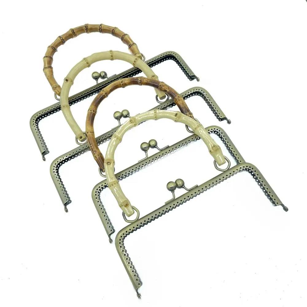 With Bamboo Handle Metal Purse Frame Clasps Sewing Fasteners DIY Cloud Bag Aluminum Tube Clamp Handbag Buckle Clamp