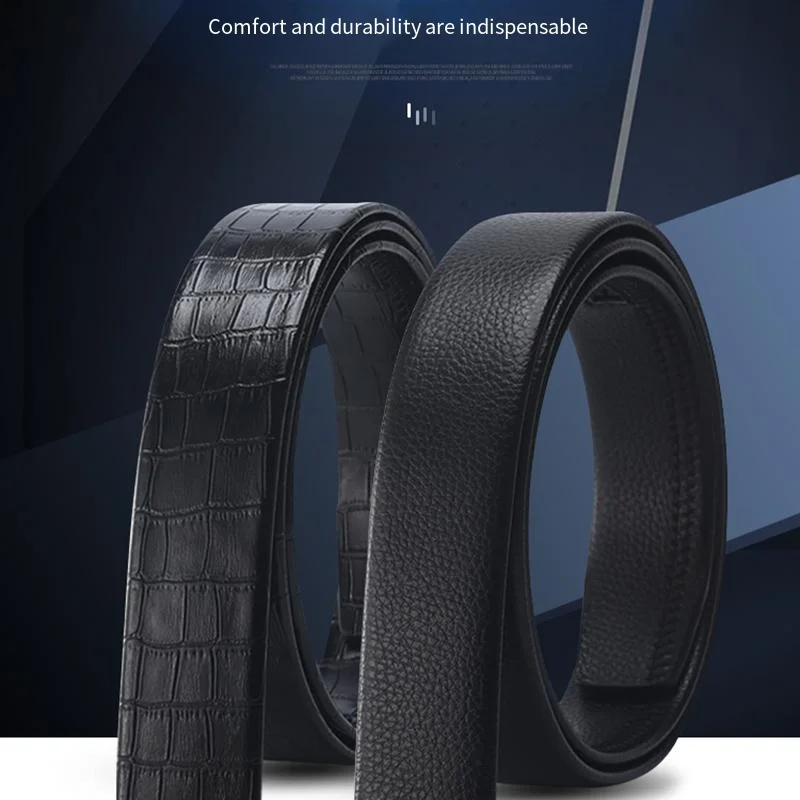 Black Men's Cow Belt,  Youth Leisure Business Belt,Can Be Used To Adjust The Size By Scissors (no belt buckle)