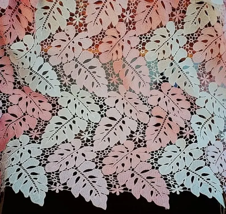 8 colores ahueca hacia fuera la hoja de tela de encaje bordado tela de tul de hoja para vestido de niña vestido de tutú vestido de novia velo de novia 1 yarda
