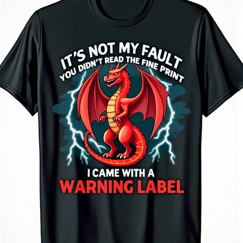 Funny Dragon Graphic T-Shirt for Men - Bold It's Not My Fault You Didn't Read