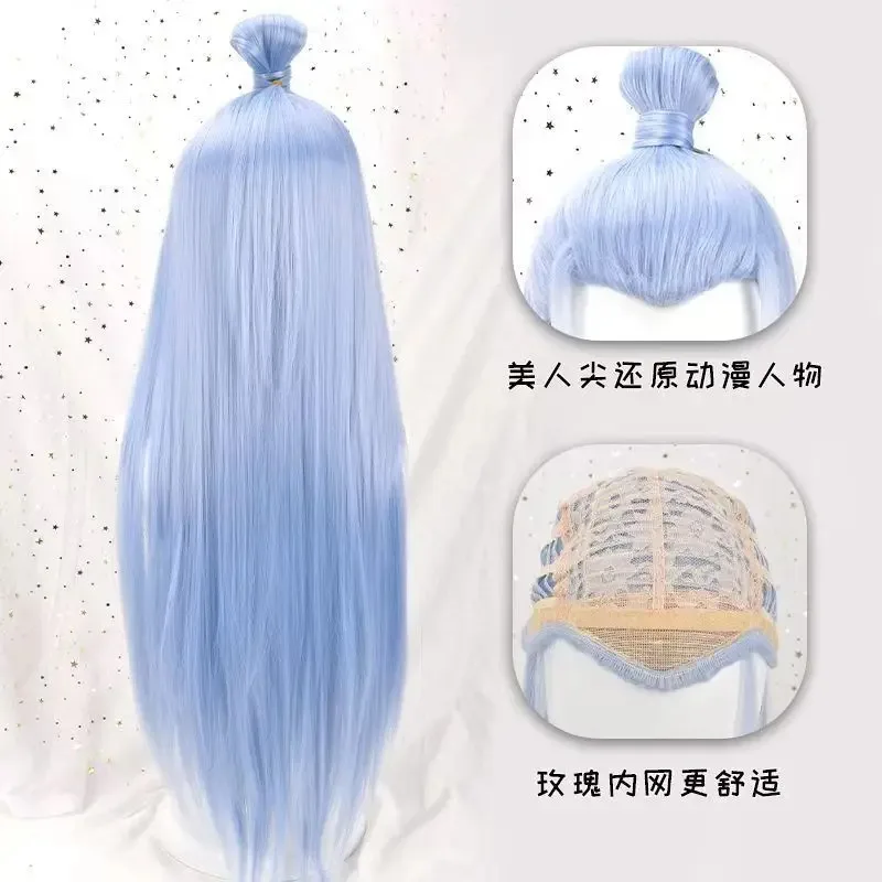 Nezha 2 Dragon Prince peluca de Cosplay naranja azul claro peluca larga recta sintética Anime Coser peluca de alta calidad fiesta de Halloween