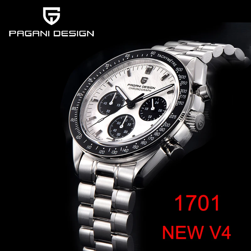 New PAGANI DESIGN Top Mens Watches Automatic Quartz Clock Japan VK63 Business Speed Chronograph Sapphire Mirror Wristwatch 1701