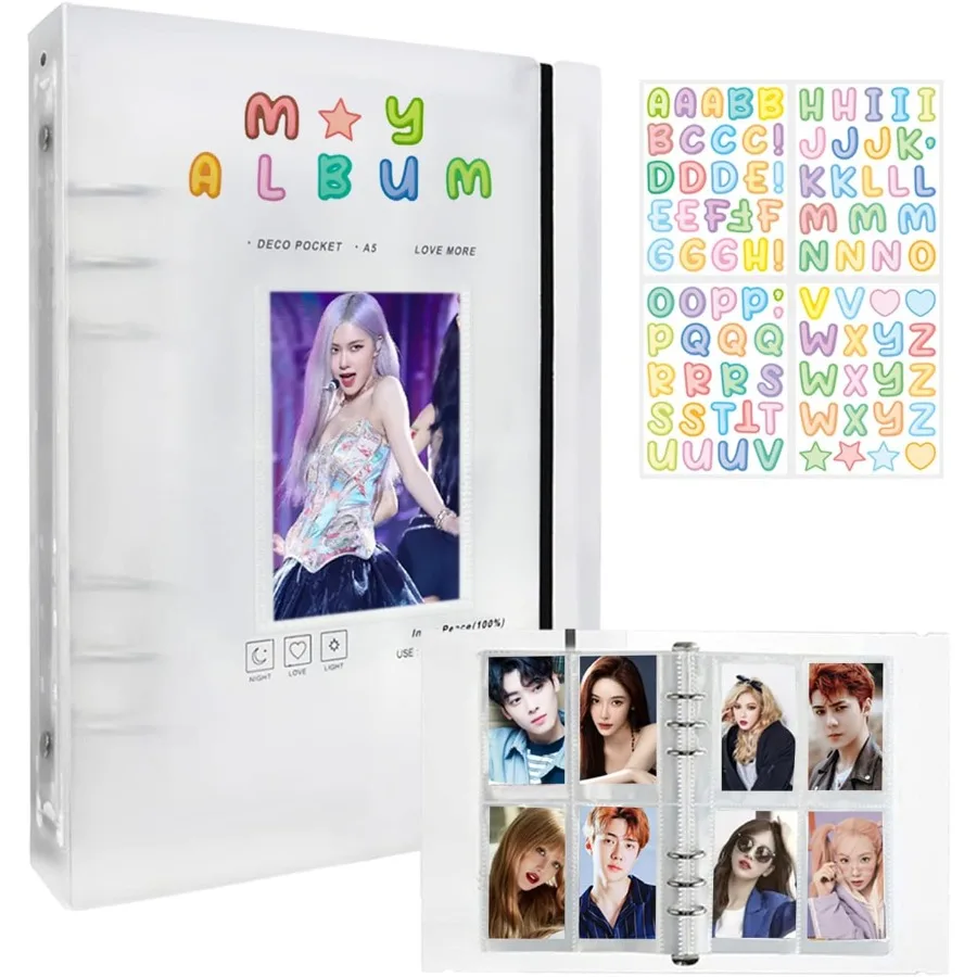 

Photocard Binder A5 Kpop Photocard Holder Book 200 Pockets Kpop Photocard Binder Large Capacity A5 6 Ring Kpop Photo Card Binde