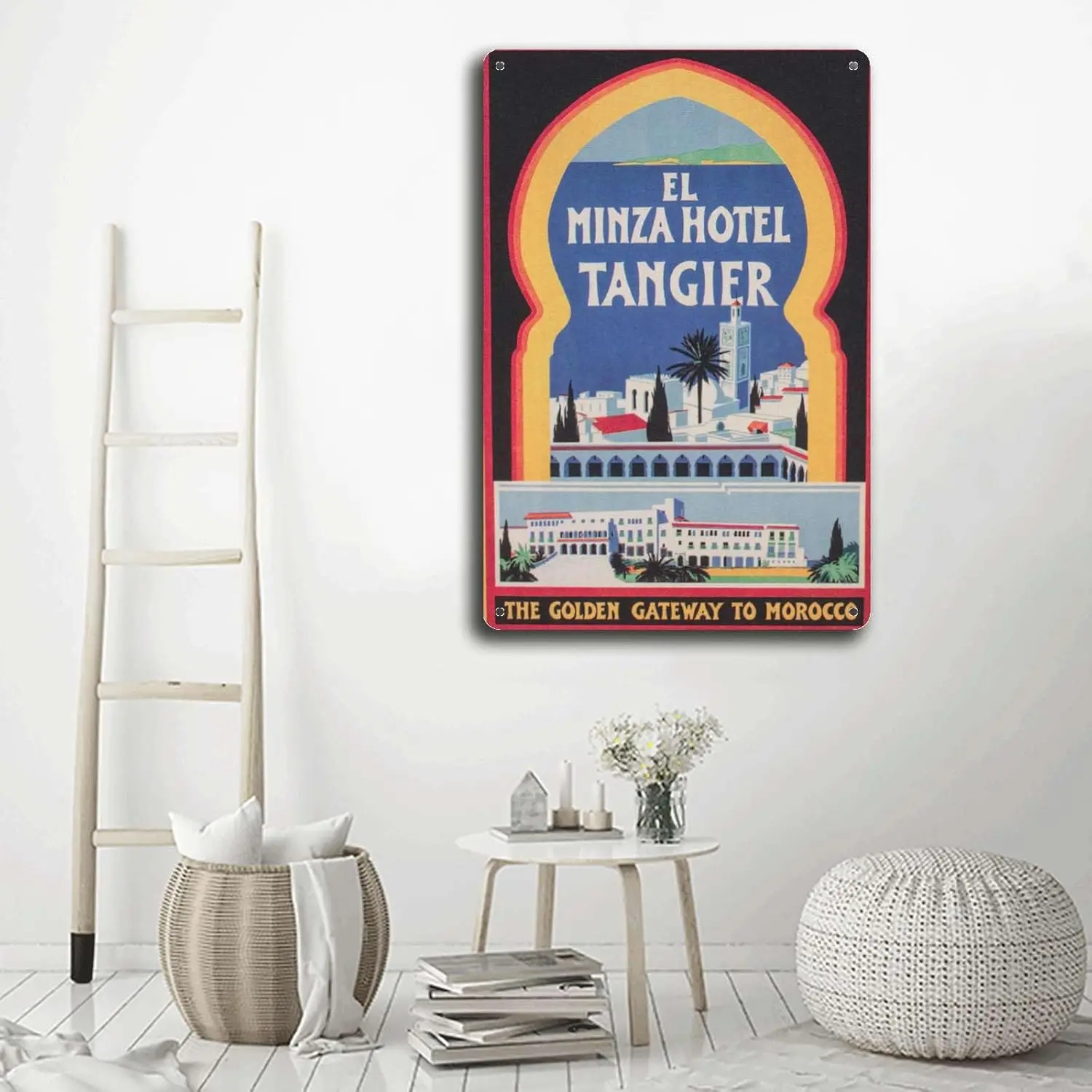 Metal Aluminum Signs Morocco Travel Tangier Hotel El Minzah Morocco Wall Art Retro Metal Signs 8x12inch Tin Sign