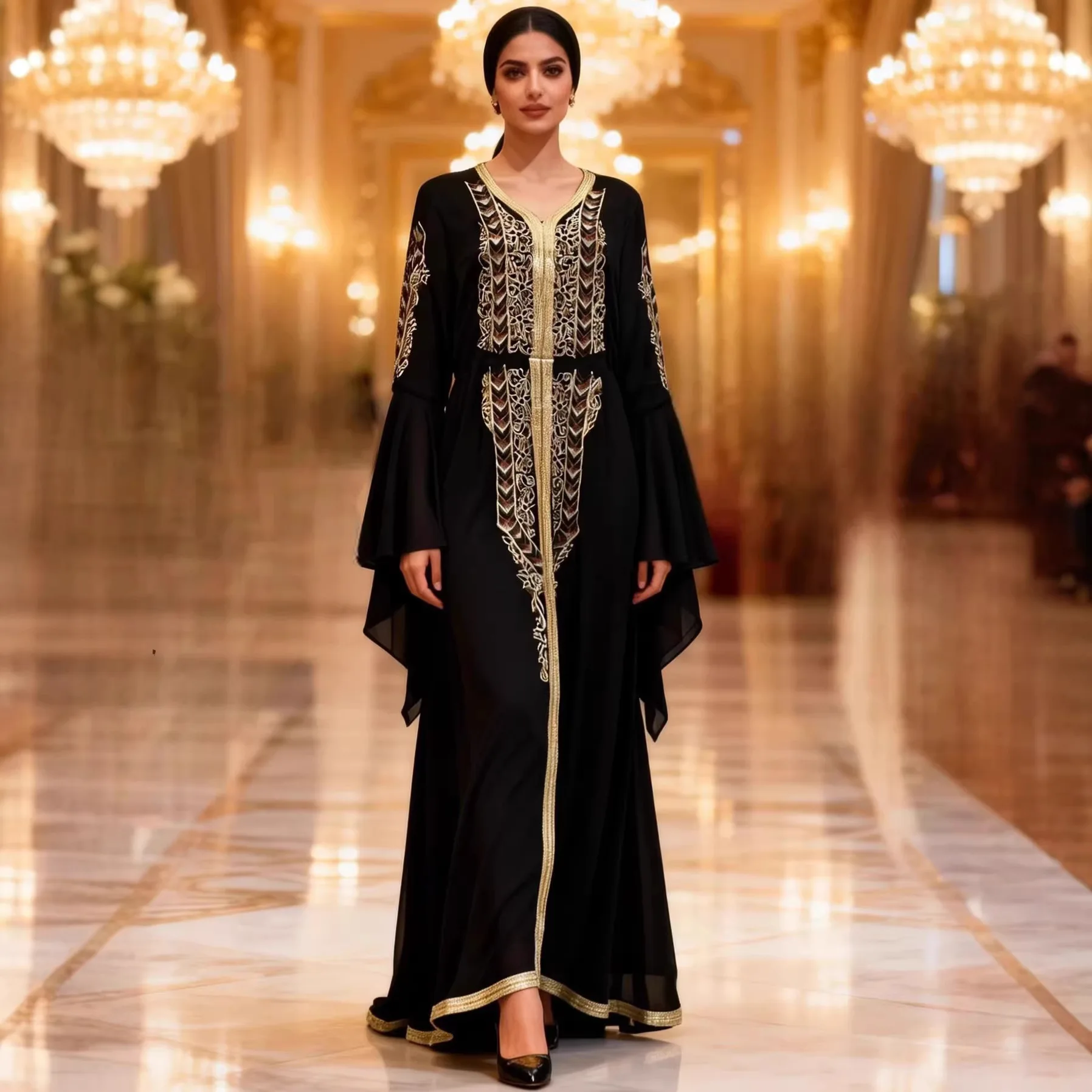 Eid Dress Women Abaya Party Dresses Jalabiya Embroidery Sashes Muslim Long Robe Ramadan Morocco Arab Dubai Kaftan Vestidos