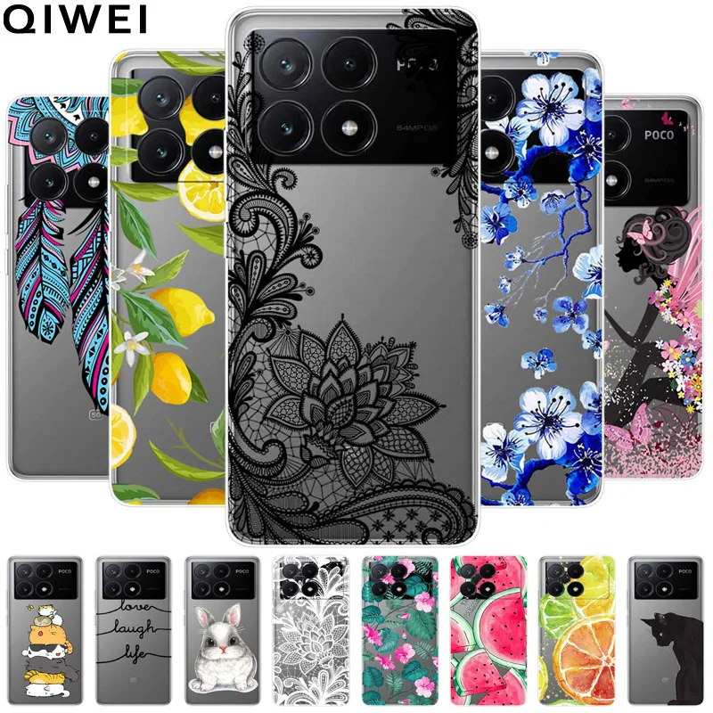 

For Xiaomi Poco X6 Pro Case Transparent Cute Soft Silicone TPU Coque for Poco X6 / X6 Pro 5G Phone Cover X 6 X6Pro Clear Shells