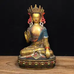21cm Nepalese Tibetan Tantra Pure Copper Hat Crown Shakyamuni Buddha Statue Enlightenment Buddha Tathagata Buddha Ornament