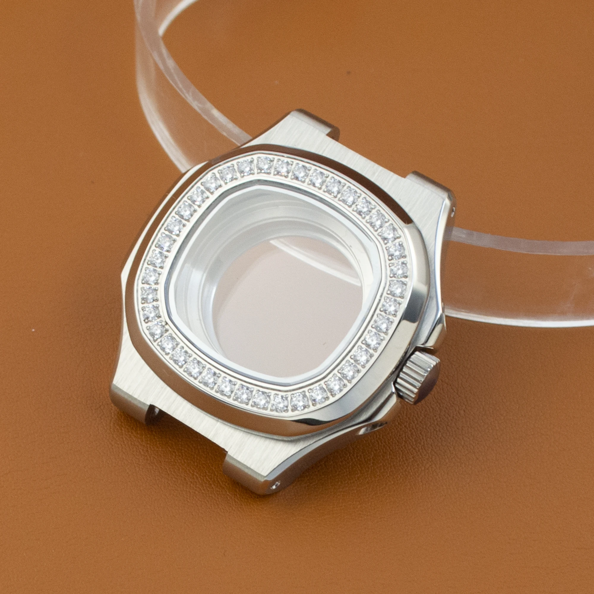 

Lady's 35mm NH05 Watch Case Strap Diamond Bezel Sapphire Crystal For Nautilus NH05/NH06 Automatic Movement Women Watch Accessory