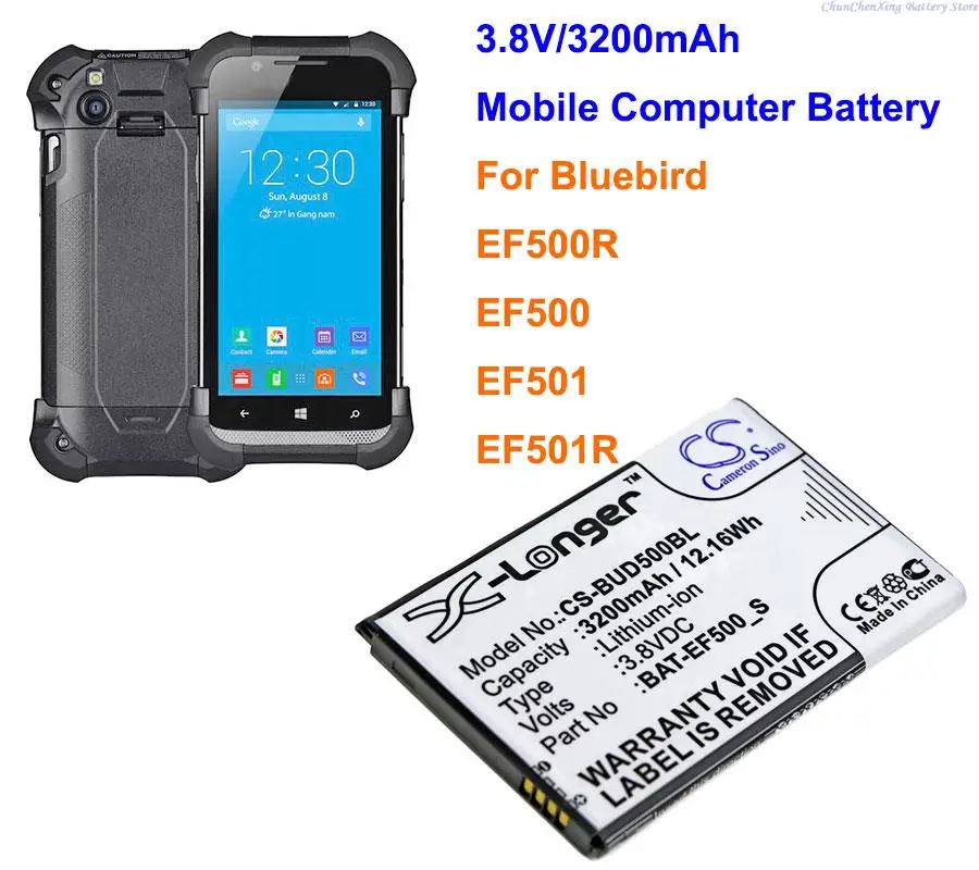 Cameron Sino 3200mAh Barcode Scanner, Mobile Handheld Computer Battery BAT-EF500_S for Bluebird EF500R, EF500, EF501, EF501R