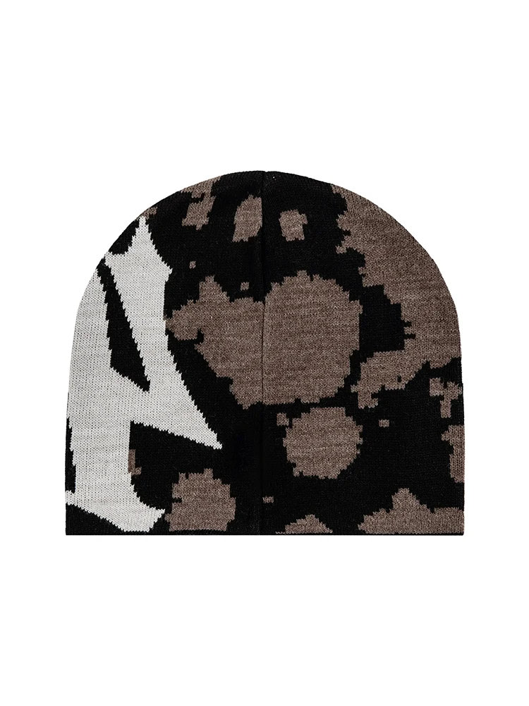 Women Beanie Pussycat Luv Jacquard Korean Winter Warm Knit Vintage Y2k Hats Streetwear Wool Fashion Aesthetic Unisex Accessories