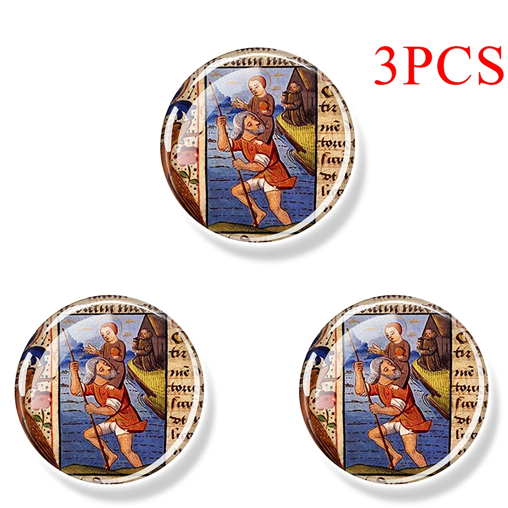 St Christopher  Home Decoration Glass Cabochon Fridge Stickers Magnet 30 MM Baby Jesus Refrigerator Decor  Magnets