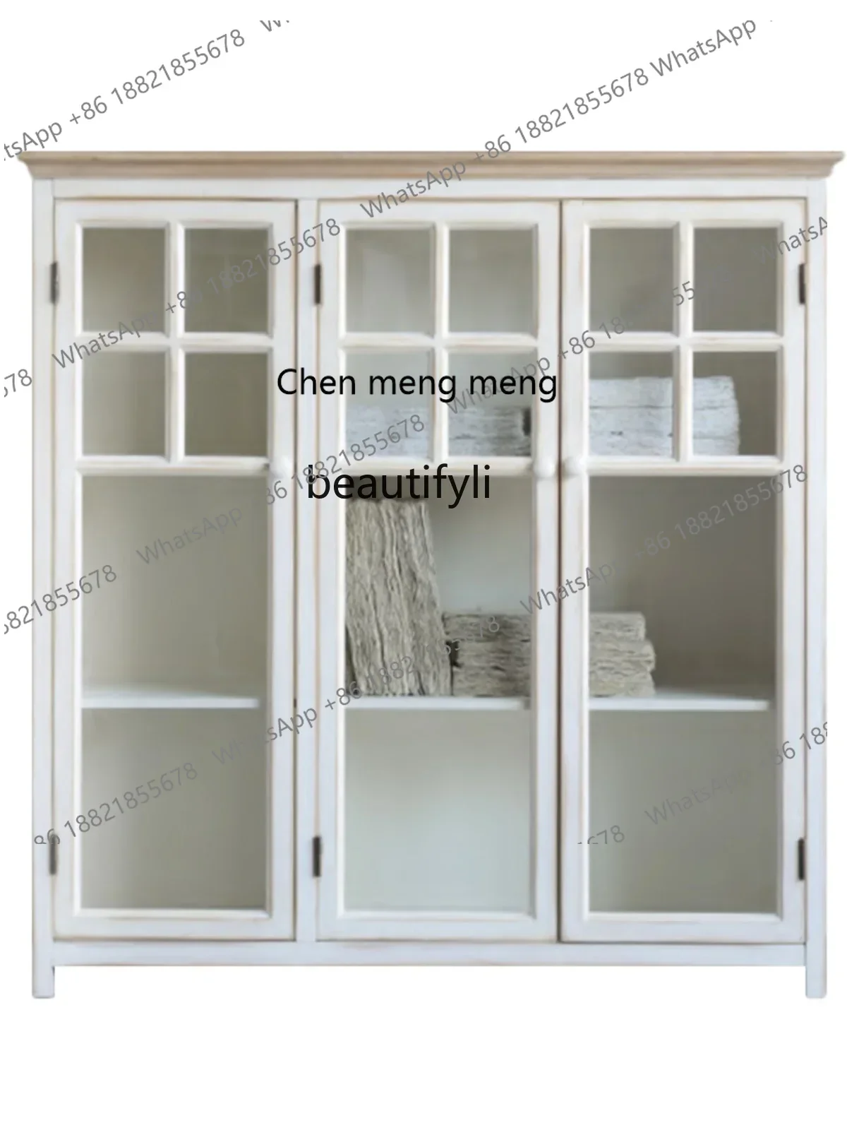 New arrive French pastoral retro style country style solid wood locker side cabinet glass cabinet
