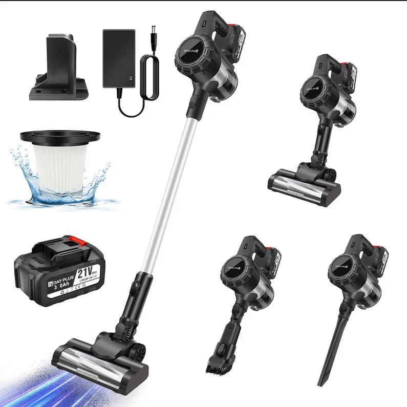 Aspirapolvere Senza Fili 115000 PA, Aspiratore Portatile Wireless per Uso Domestico, Grigio (con 1 Batteria)