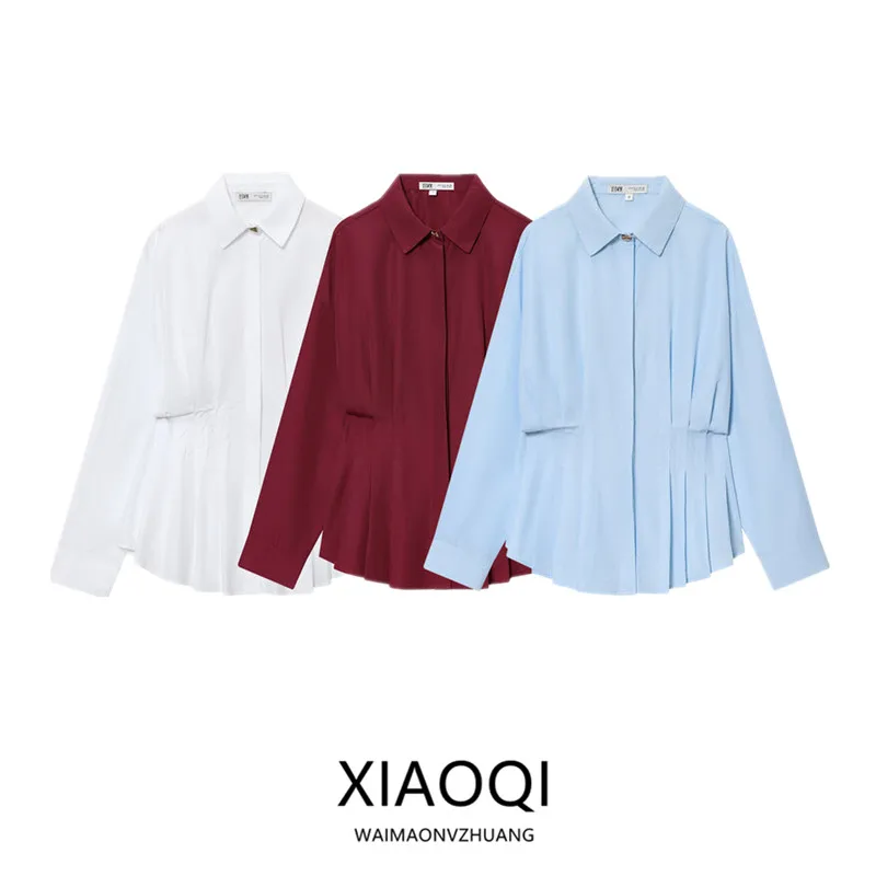 

Autumn 2025 Women's Loose Long Sve irt Design Sense Versatile Pleated New Arrival Faionable Casual Busin Wear