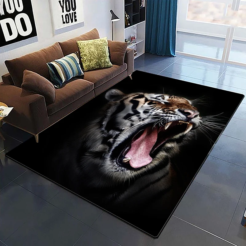 Domineering Tiger 3D Printed Carpets for Living Room Bedroom Decor Jungle Animals Carpet Home Bedside Floor Mat Play Area Rugs