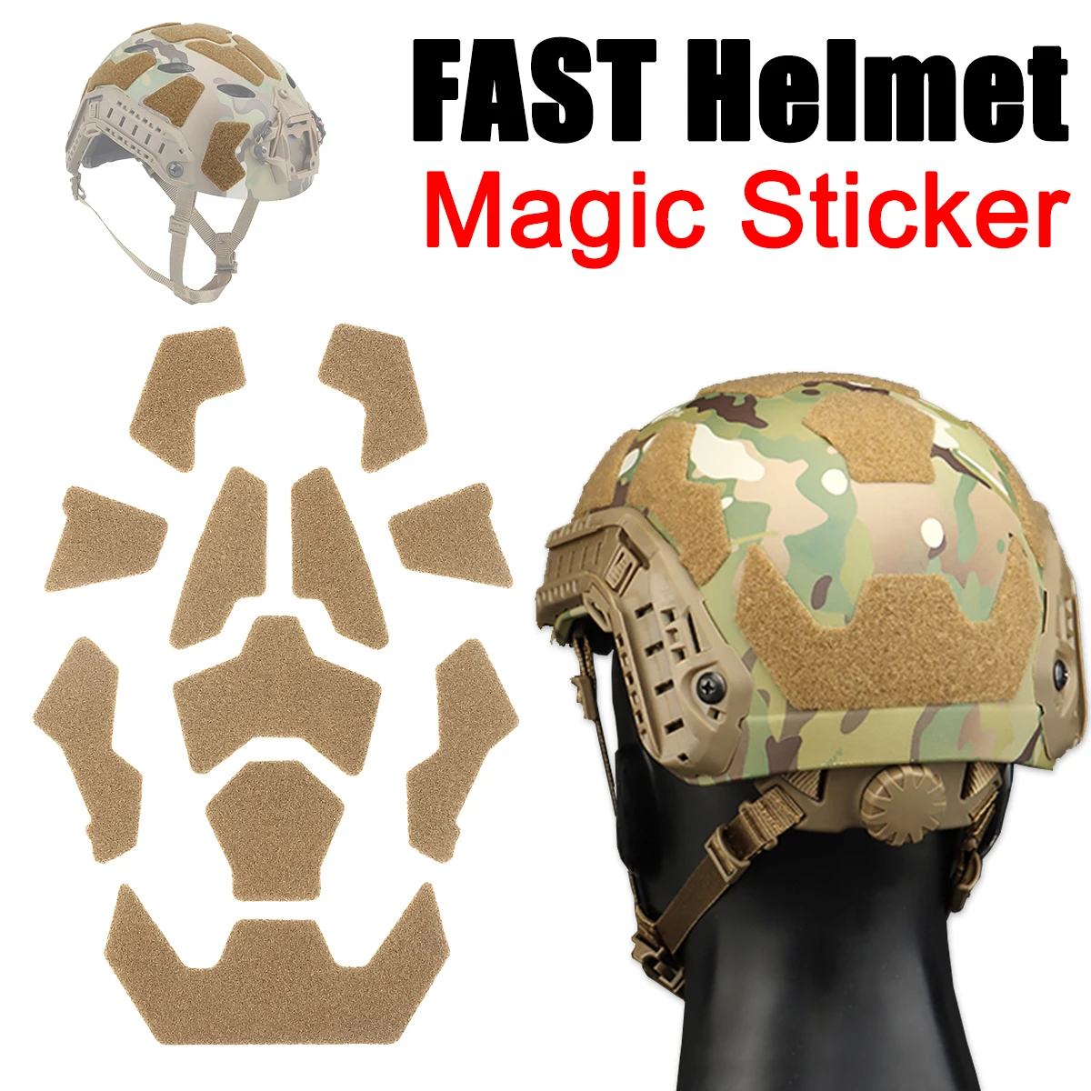 FAST Helmet Magic Sticker 11pcs Set Hunting CS Helmet Patches Hook and Loop Sticky For Tactical Airsoft FAST Helmets Accessories