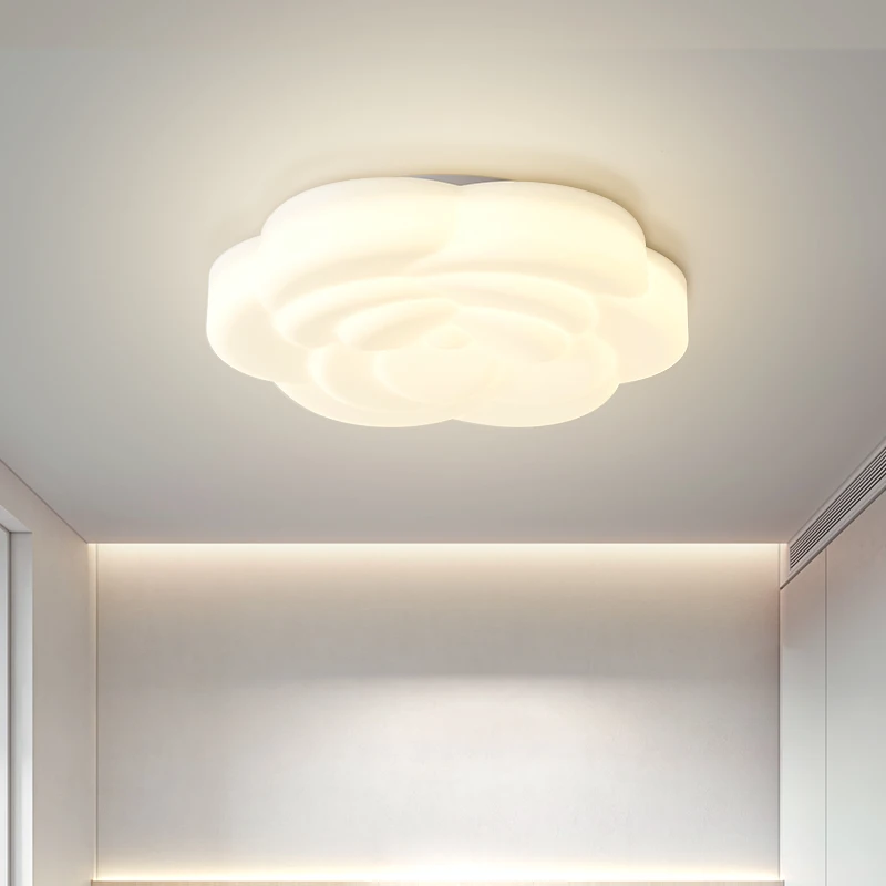 Rose Round LED Ceiling Lamp Is Used For Dining Room Bedroom Foyer Bedroom White Lamp Remote Control Lamp Decoration