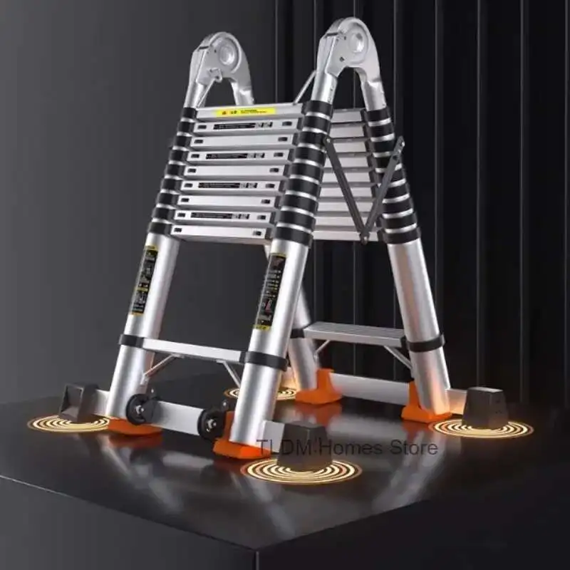 Legering telescopische trapladder Multifunctionele heftechniektrap Verdikte visgraatladders Vouwtrap