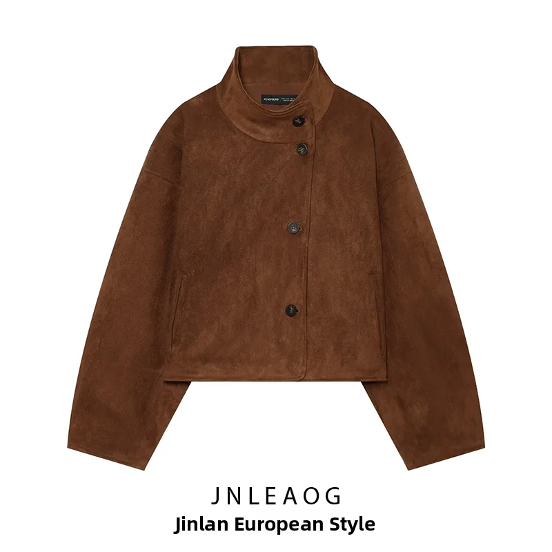 JNLEAOG Fashionable Short Quilted Jacket Women's Style Autumn New Arrival Polyester Fabric Anti-Fur Leather Effect Coat