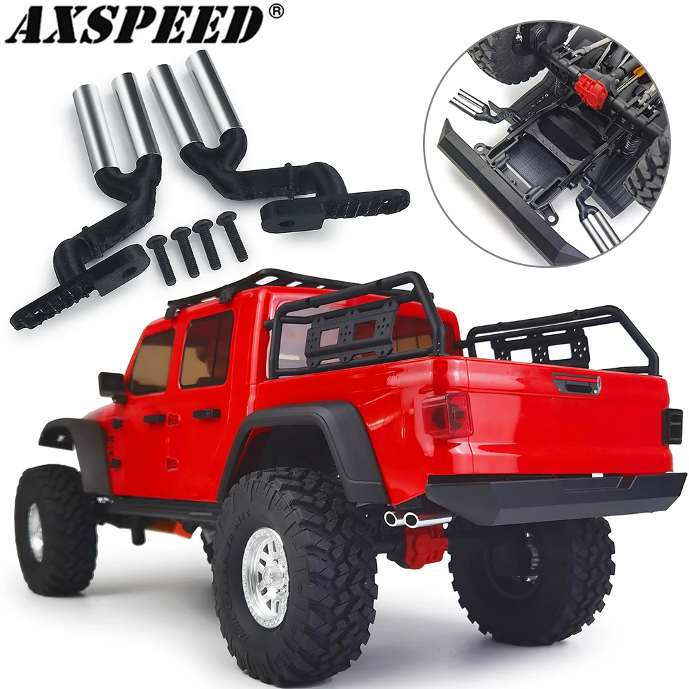 AXSPEED Double Pipe Exhaust RC Car Simulation Decoration Fuel Tank Exhaust Pipe for Axial SCX10 III AXI03006 1/10 RC Crawler Car