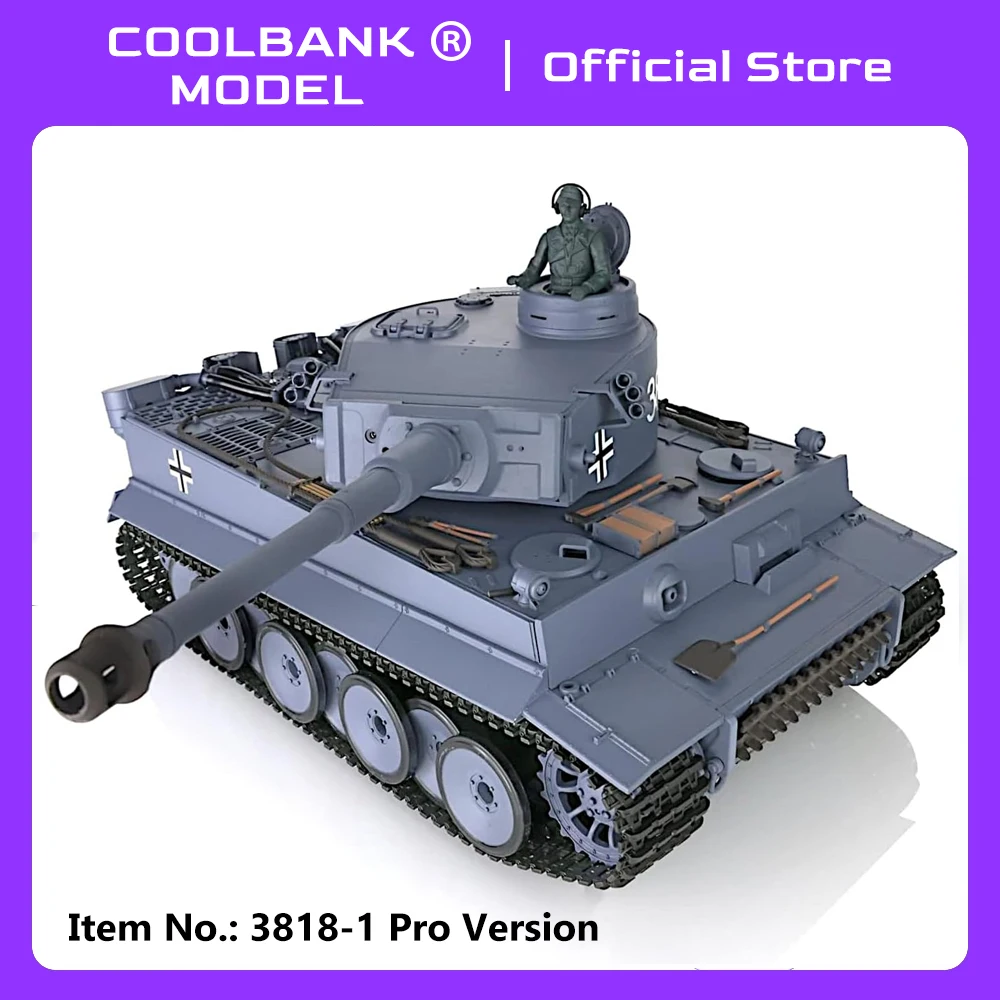 HengLong 1/16 3818 Tigre alemán 1 tanque de la Segunda Guerra Mundial juguetes RC Airsoft BB batalla infrarrojos IR combate humo sonido luz retroceso modelo militar