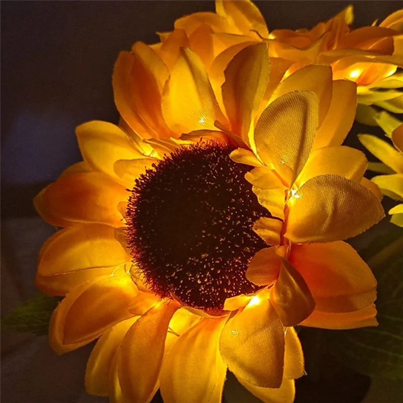 F-T B Recarregável Girassol LED Simulação Luz Noturna Simulação Flores Lâmpada Atmosfera Decorativa