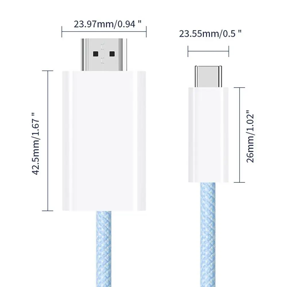 4K 60Hz/30Hz USB Type C To HDMI-Compatible Cable with PD 100W  Thunderbolt 4/3 Compatible For iPhone 15 Air iPad Samsung HDTV