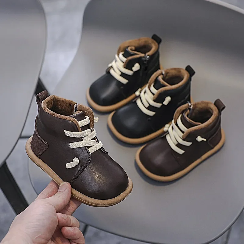 

Baby Girls Boys Casual Boots Autumn Winter Children Shoes Outdoor Kids Warm Plush Boots Non-slip Soft Sole Infant Toddler Shoes