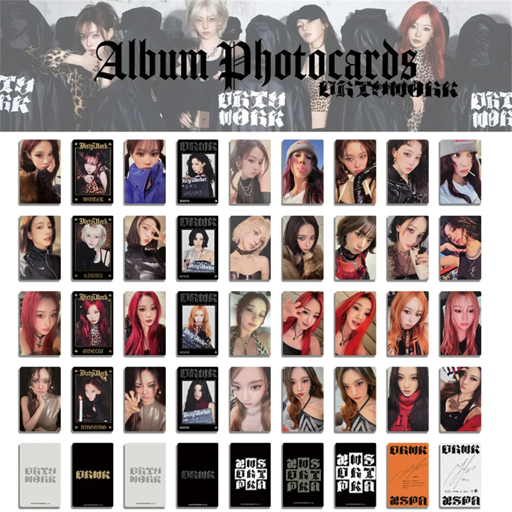 

4Pcs/Set KPOP KARINA GISELLE DIRTY WORKER Album Photocard NINGNING WINTER Two-Sided Postcard HD Paper Lomo Cards Fans Collect