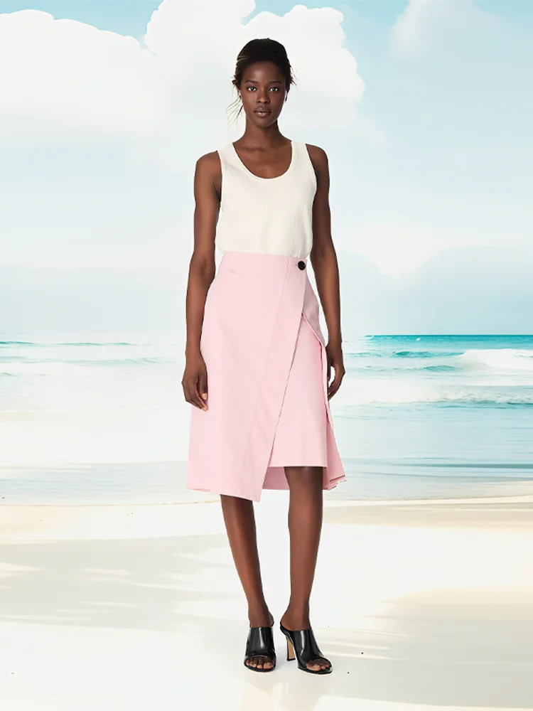 

Sweet Pink Jackets Long Skirts Women Casual Lapel Single Breasted Long Sleeve Pocket Coats Irregular Skirt 2025 Autumn Outfits