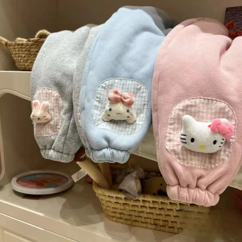 

Kawaii Hello Kitty Cinnamoroll Sanrio Winter Cute Fleece Warmth Winter Students Winter Pants Children Christmas Gifts for Kids