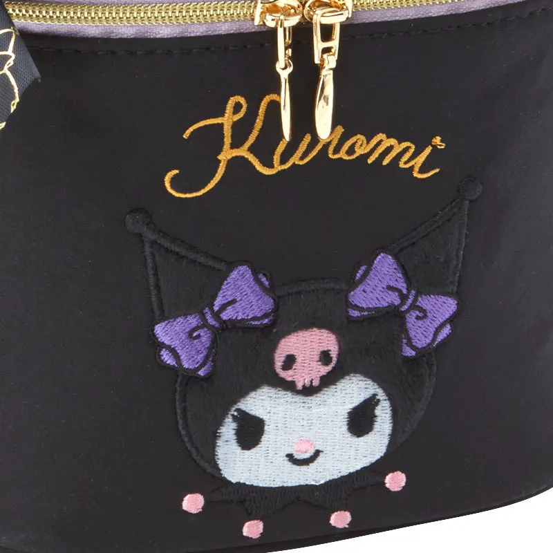 Bolsa de maquiagem Sanrio Kuromi feminina, grande capacidade, multifuncional, fofa, impermeável, zíper arco, arrumação de toilette, menina