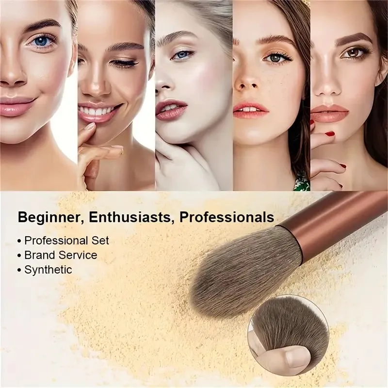 Conjunto de pincéis de maquiagem profissional com acessórios para combinação de pele, com pincéis macios, adequado para iniciantes, 13/33 peças