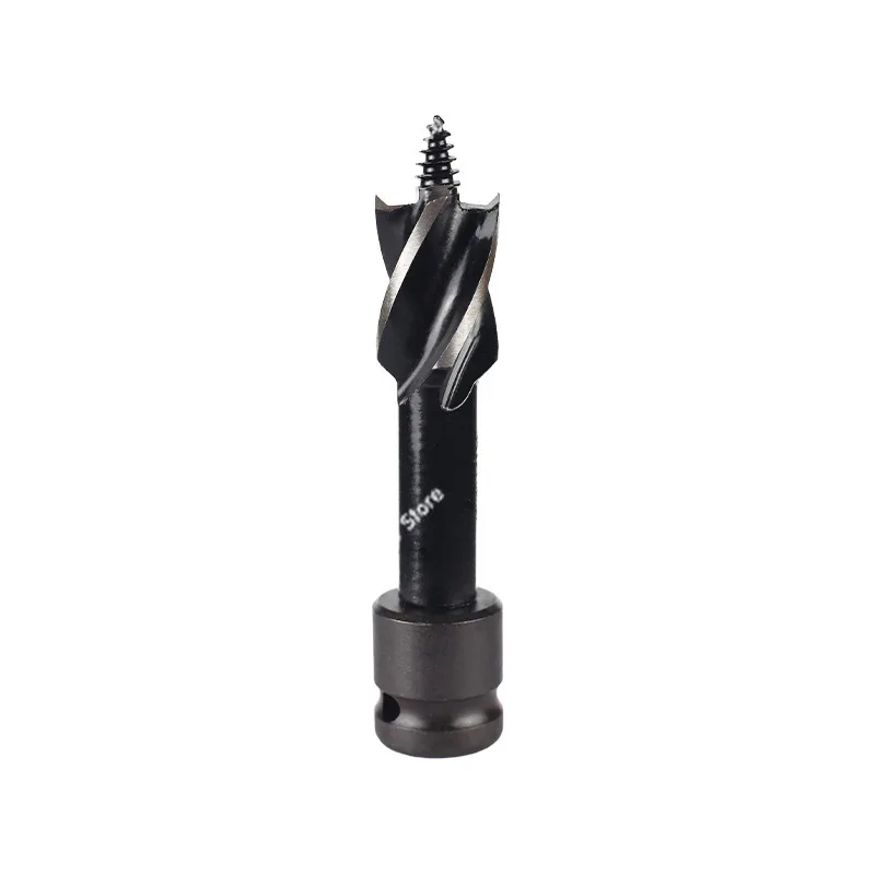 woodworking electric wrench punching short drill bit four blades four grooves wooden door drill hole opener