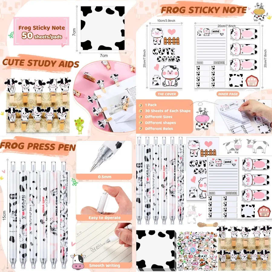 

Crtin 69 Pcs Cute Sticky Notes Set with Cartoon Pen Stickers Paperclip Sticky Memos for Office Organization School Projects and