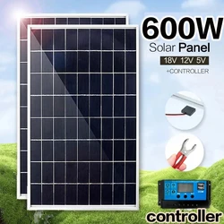 12V Solar panel Kit komplett 600W Kapazität poly kristalline USB Power tragbare Outdoor wiederauf ladbare Solarzellen Generator für zu Hause