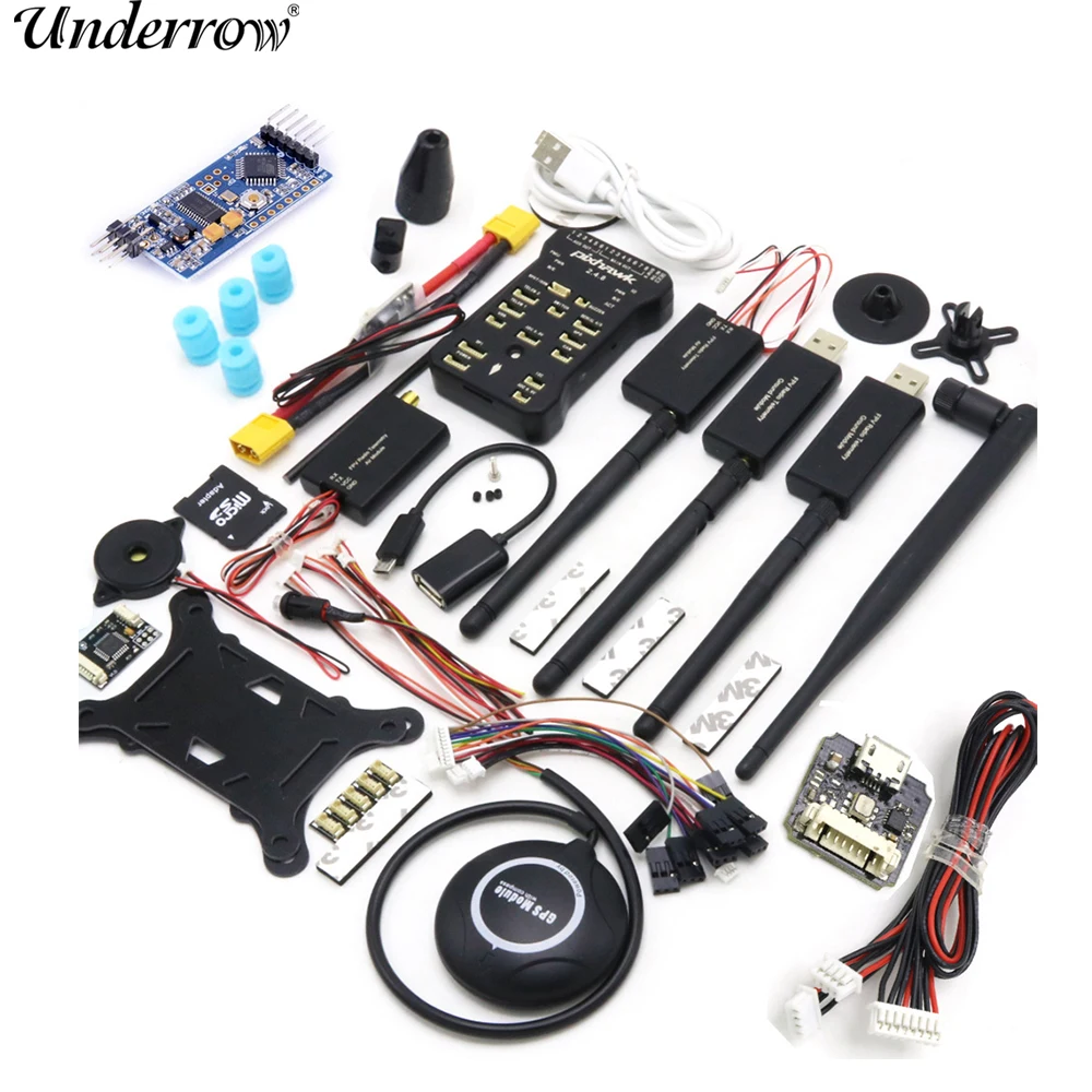 Pixhawk PX4  PIX 2.4.8 32 Bit Flight Controller + 433 / 915 Telemetry+M8N GPS+Minim OSD+PM+Safety Switch+Buzzer+PPM+I2C+ 4G SD