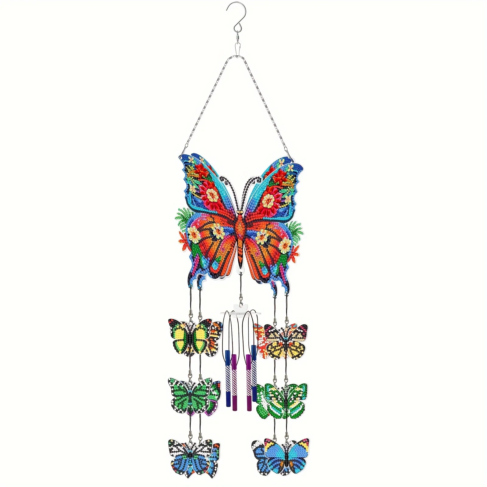 

Butterfly Diamond Art Painting Wind Chime Sun Capturing Art Wind Chime Kit Colorful Double-Sided