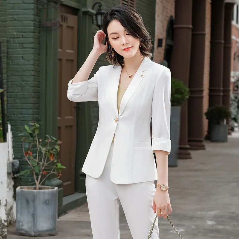 

Suit Women's Thin Korean Style Spring and Autumn Graceful and Fashionable Casual 3/4 Sleeve Small Business Suit Coat Business We