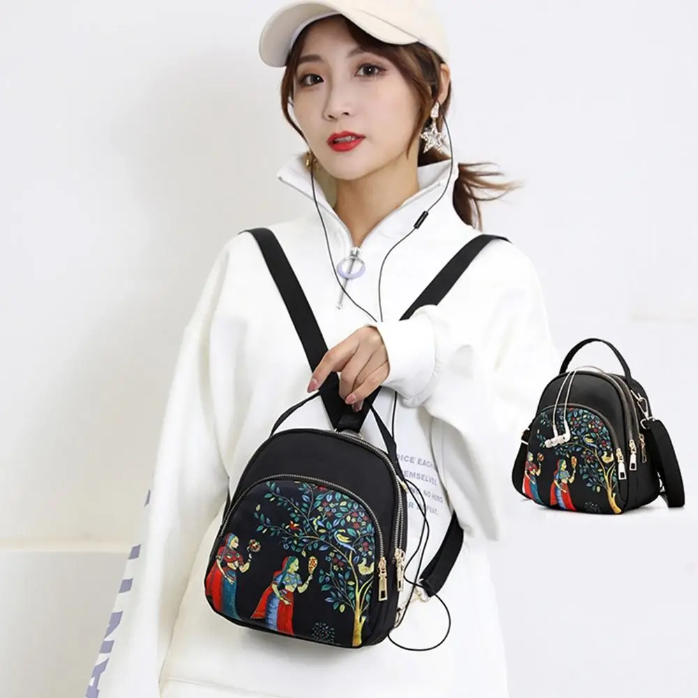

Portable Elephant Nylon Crossbody Bag Canvas Printed Women Backpack Zipper Korean Style Oxford Shoulder Bag Girls