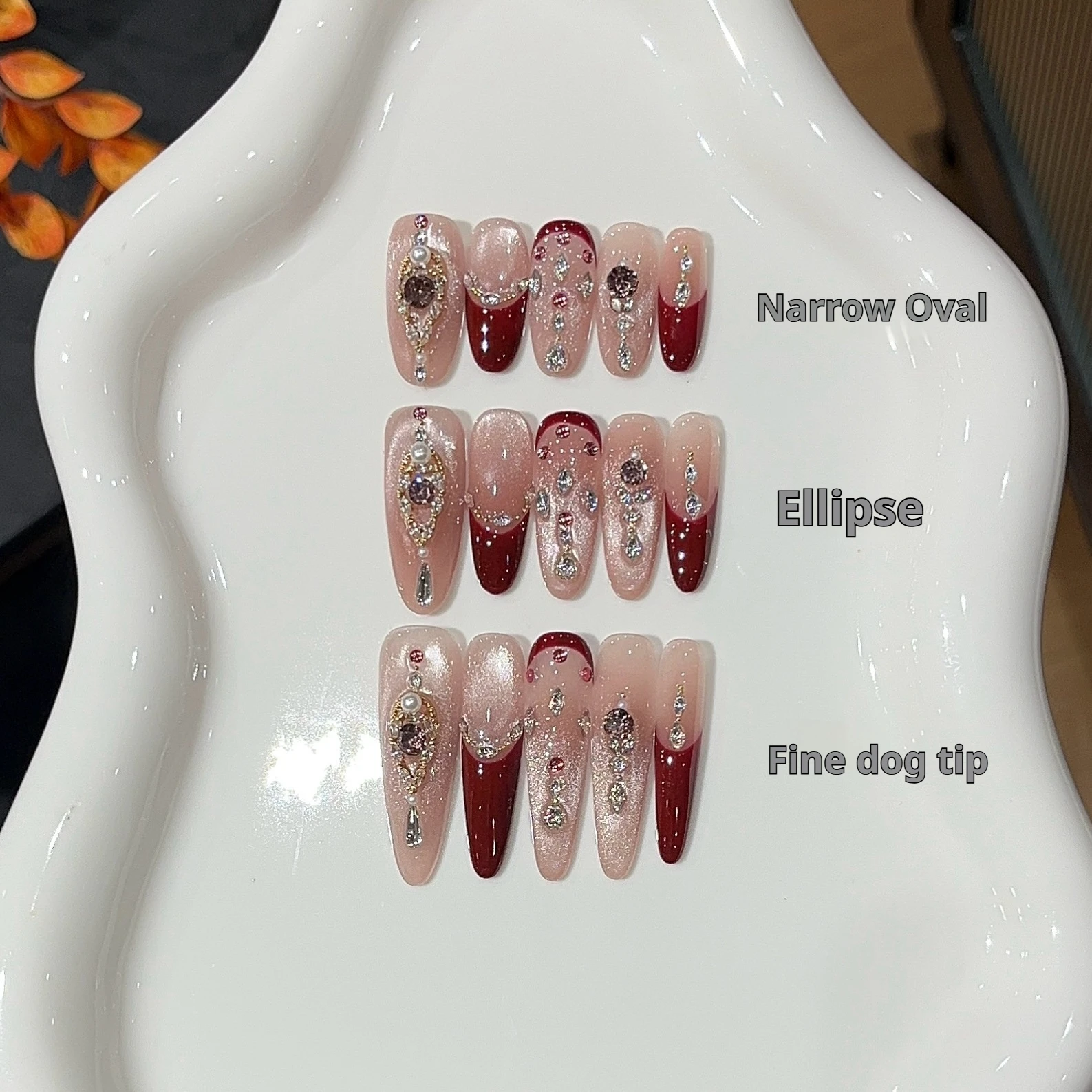 

Ретро-стиль, винно-красный, французская аппликация, бриллианты, кошачьи глаза, пресс на ногтях, овальные накладные ногти, подарок для девочки