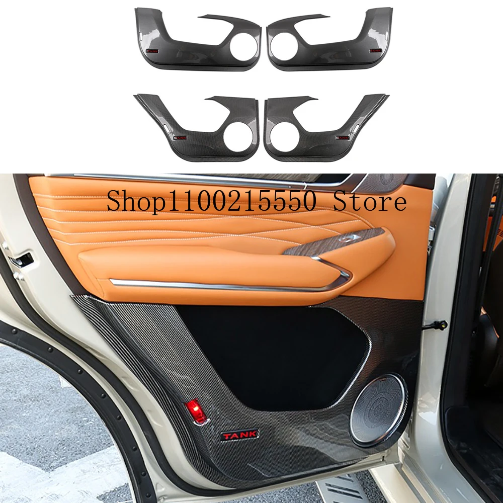 Car Door Anti Kick Panel ABS Carbon Fiber Pattern Anti Kick Pad Cover For Tank 500 2023 2024 Car Interior Styling Accessories