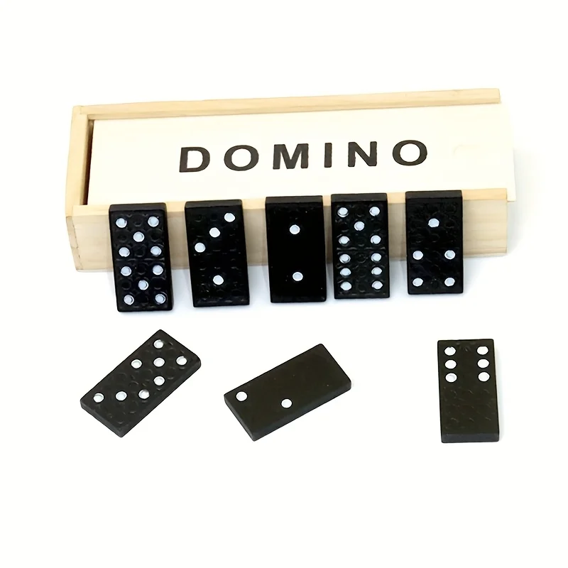 28 piezas, 1 juego de juegos de mesa de dominó de madera, divertidos juegos de mesa para viajes, juguetes de dominó