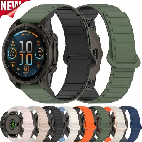20 22 26mm Garmin Fenix 8 용 Quickfit 마그네틱 시계 밴드 47MM 51MM 43MM 7X 7 7S 6X 6 6S 5X Plus 3HR Epix 실리콘 손목 스트랩