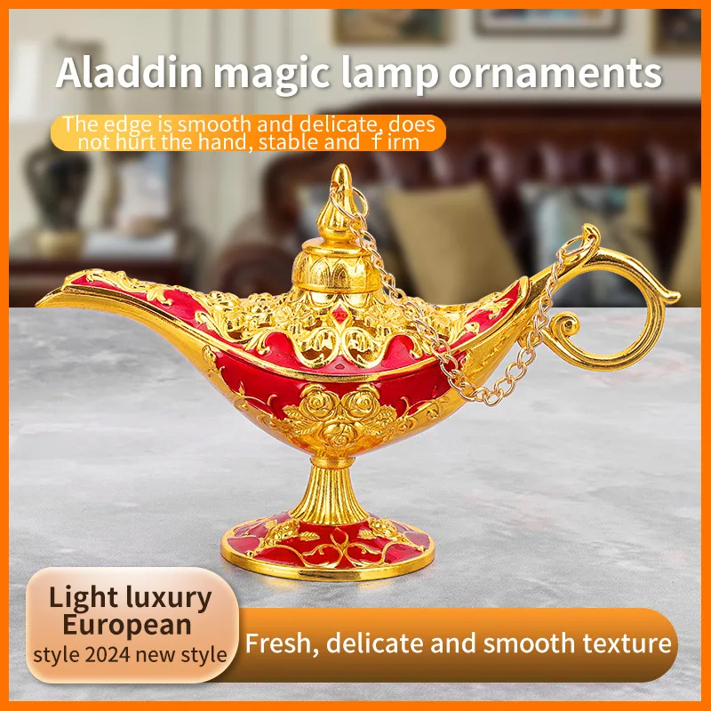 Aladdin lamp ornament, vintage dinner party crafts, creative study wishing lamp. Russian ornaments.