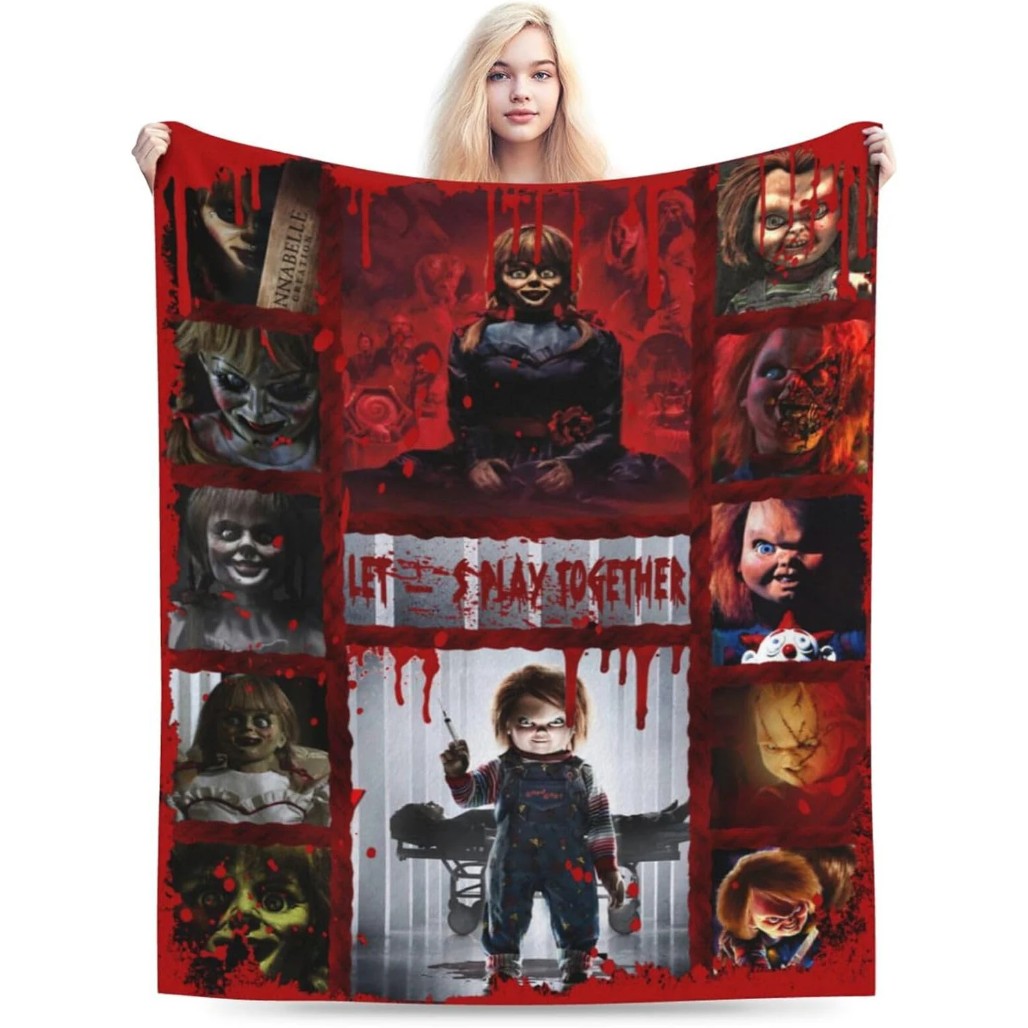 

Horror movie blanket, curled up on the blanket playing horror movies, Halloween party decoration bed, sofa, sofa,bedroom blanket