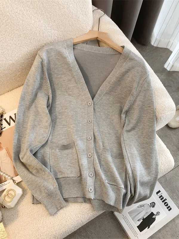 

Korean Sle Long Sve Knitted Sweater Women's plus Size Casual Layering Design Spring Commute Versatile Sweater