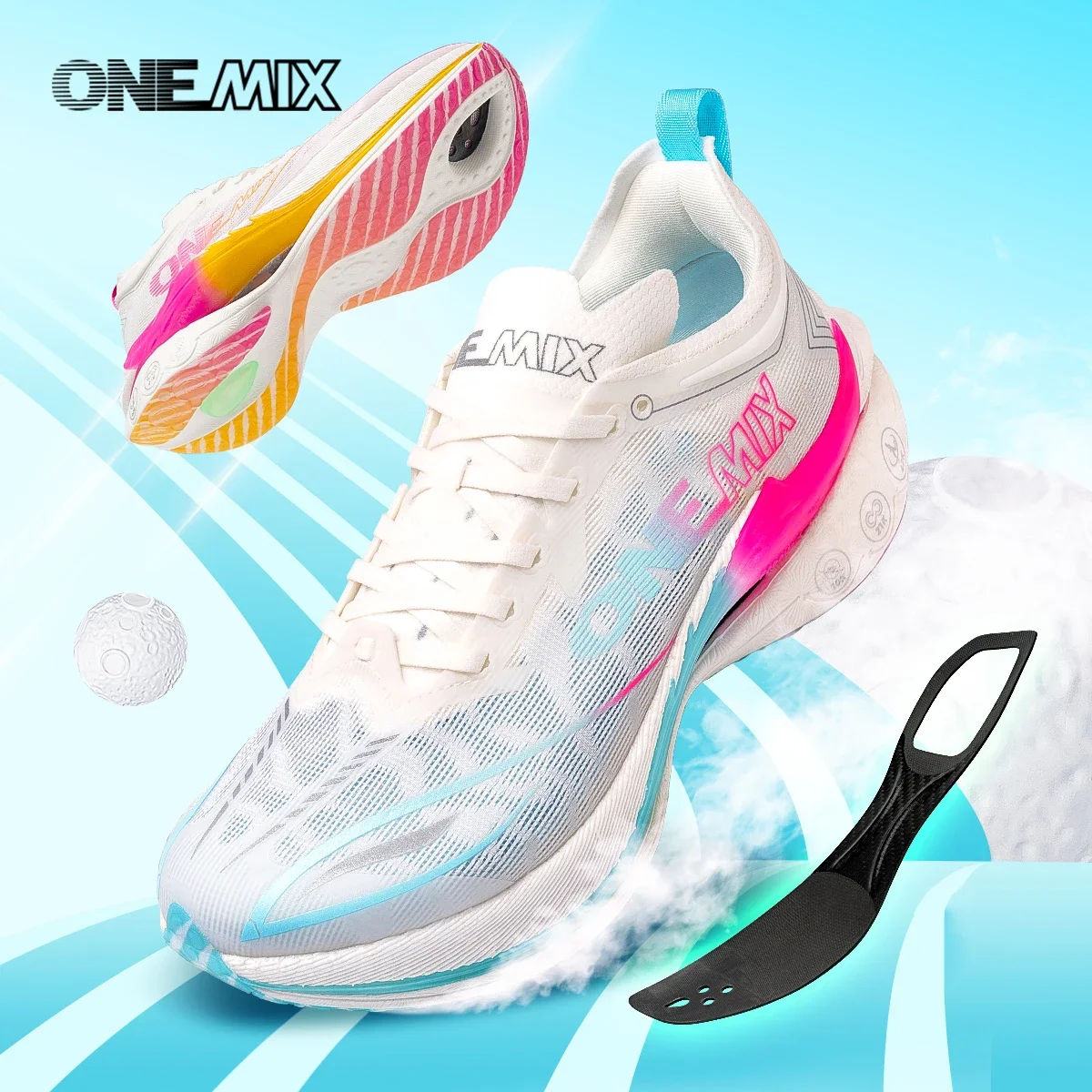 ONEMIX Carbon Plate Running Shoes For Men Professional Marathon Shoes For Women Lightweight Shock-Absorbing Sports Shoes 24652