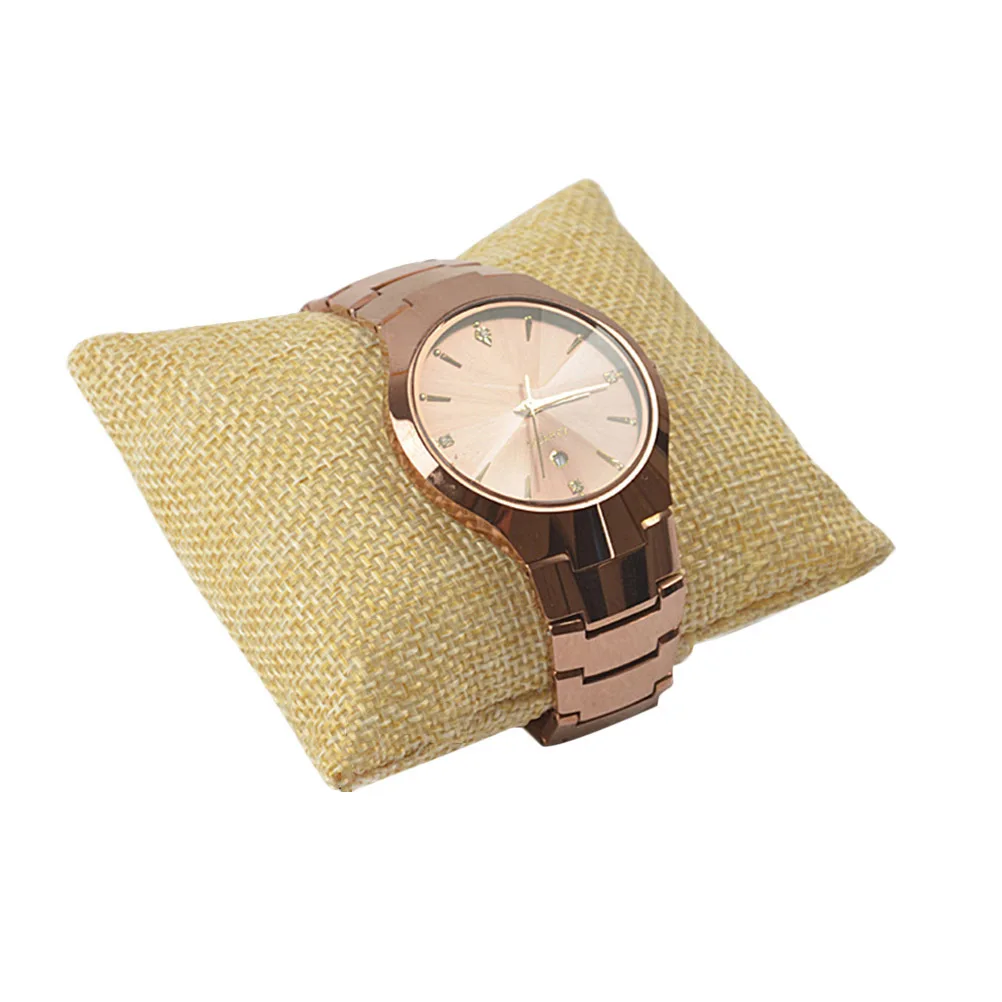 

6 шт., подушка для демонстрации ювелирных изделий, черный прочный мягкий браслет, органайзер для часов, джутовая подставка, подушка для демонстрации ювелирных изделий